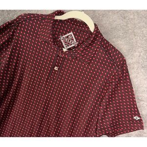 Burlebo Golf Polo Shirt Mens Sz M Black Red Texas Logo Performance Stretch
